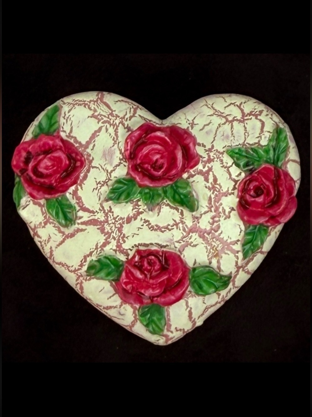 Handcrafted Wood Heart Rose Brooch Pin OOAK Folk Art Cottagecore
